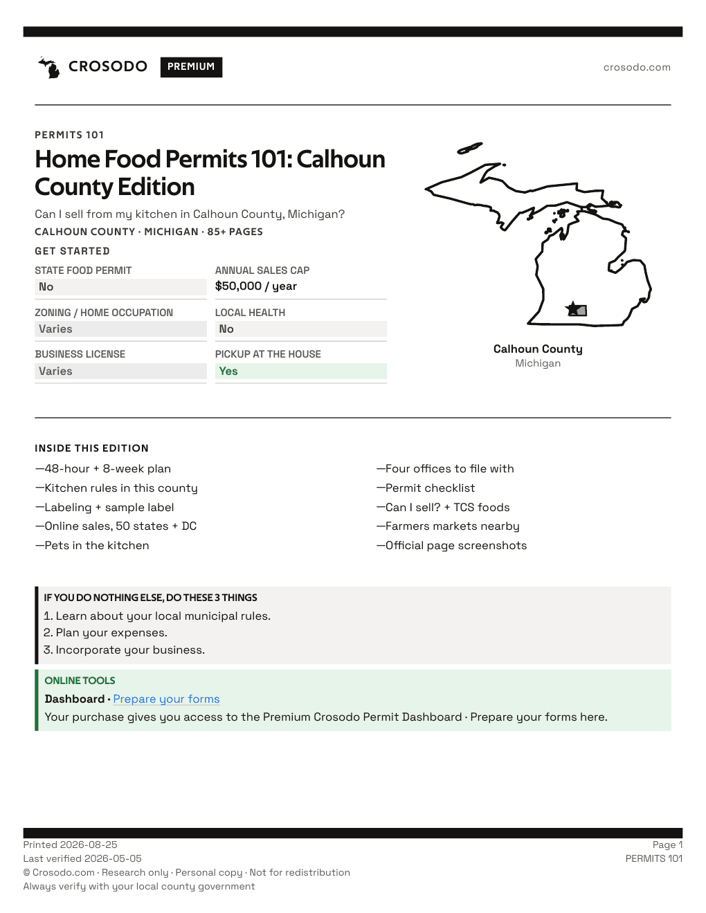 Permit Guide 101 cover for Calhoun County
