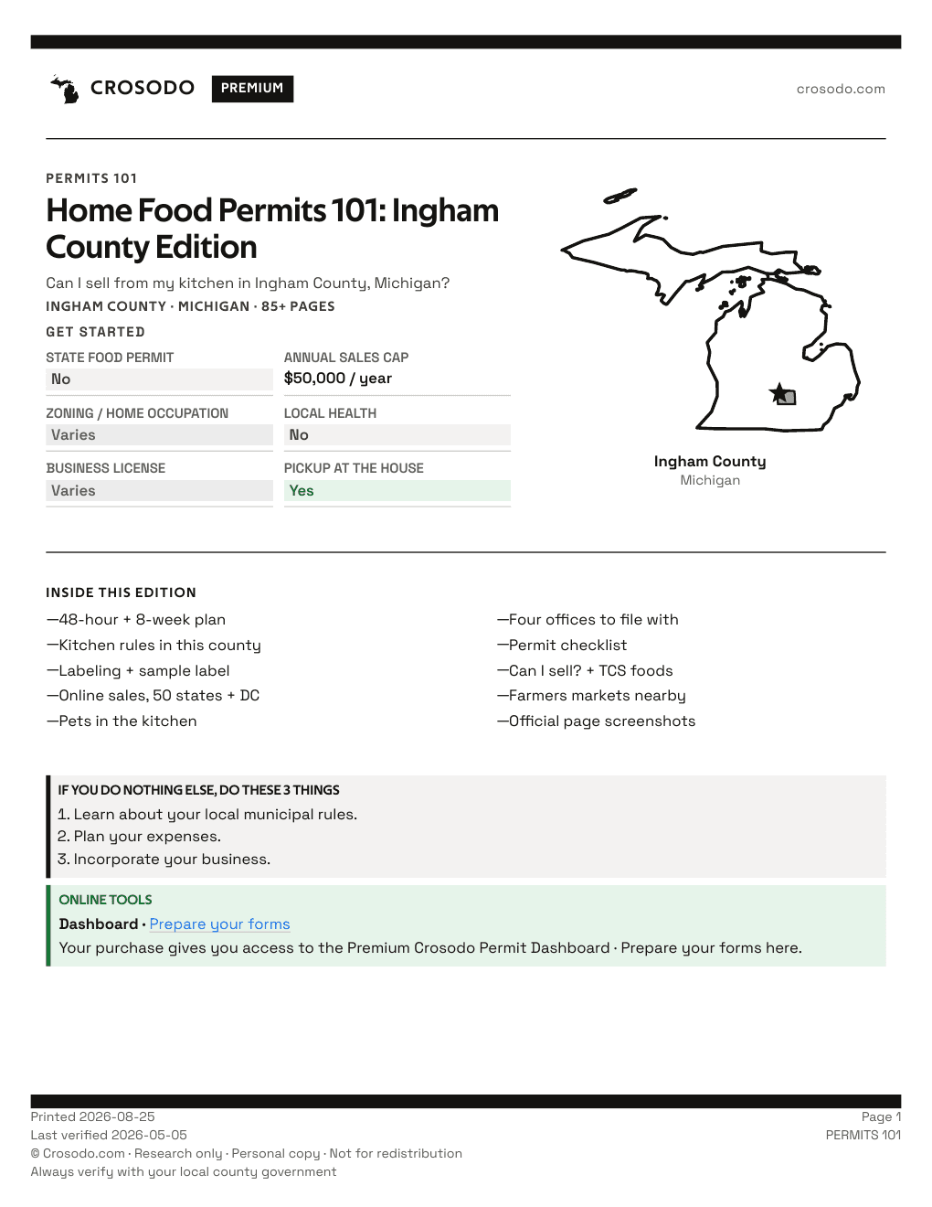 Permit Guide 101 cover for Ingham County