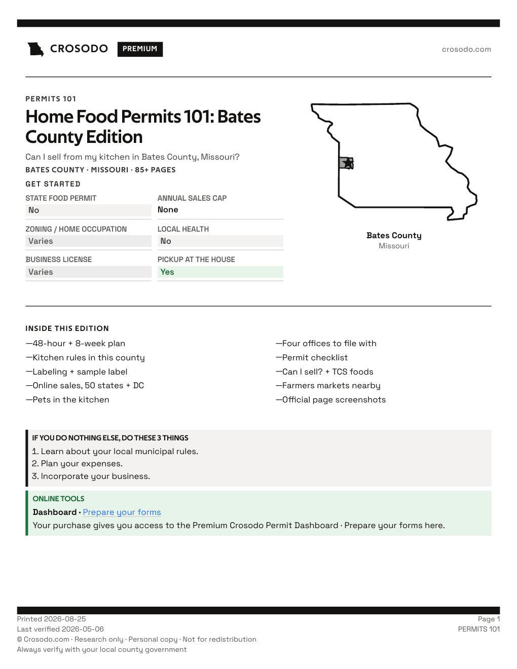 Permit Guide 101 cover for Bates County