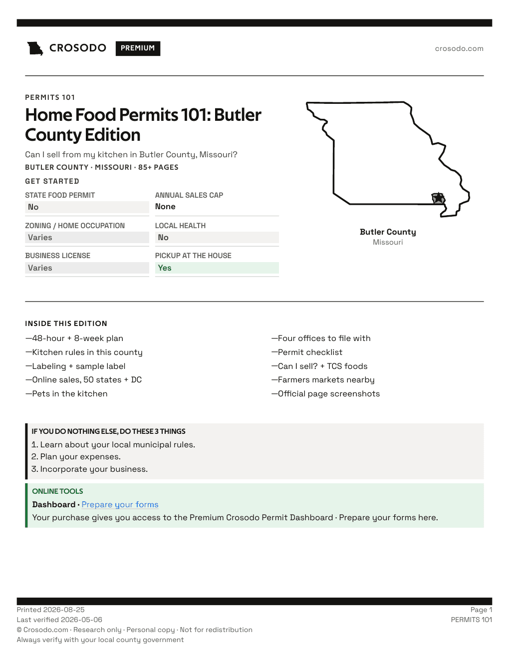 Permit Guide 101 cover for Butler County