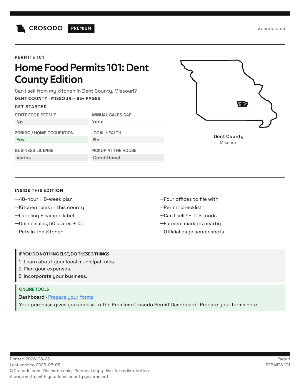 Permit Guide 101 cover for Dent County