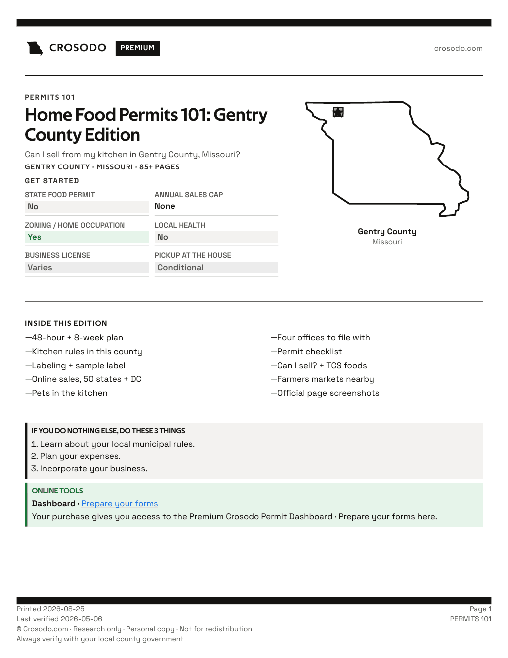 Permit Guide 101 cover for Gentry County
