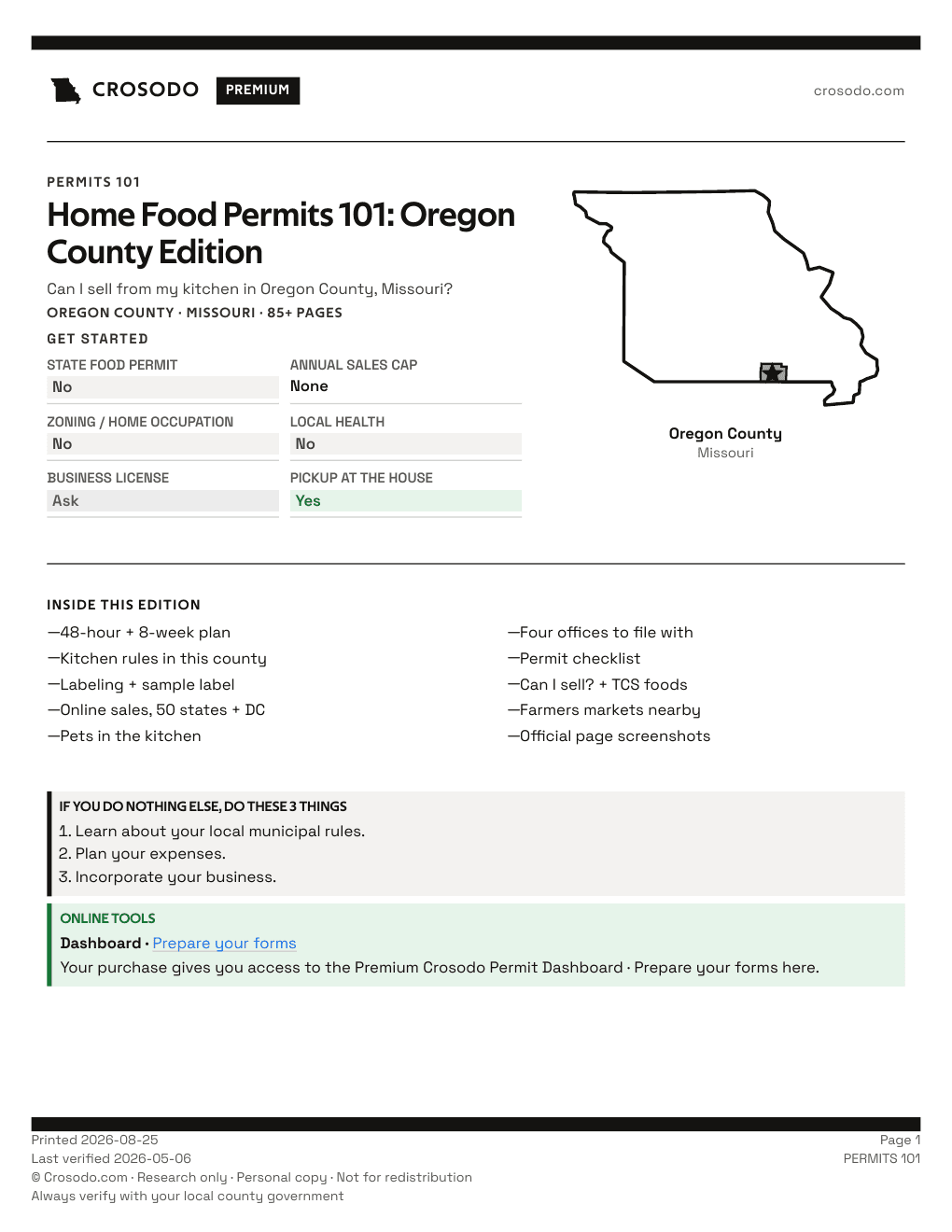 Permit Guide 101 cover for Oregon County