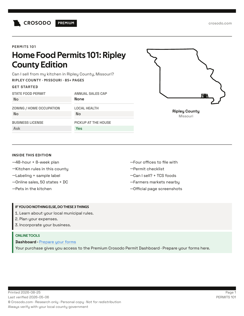 Permit Guide 101 cover for Ripley County