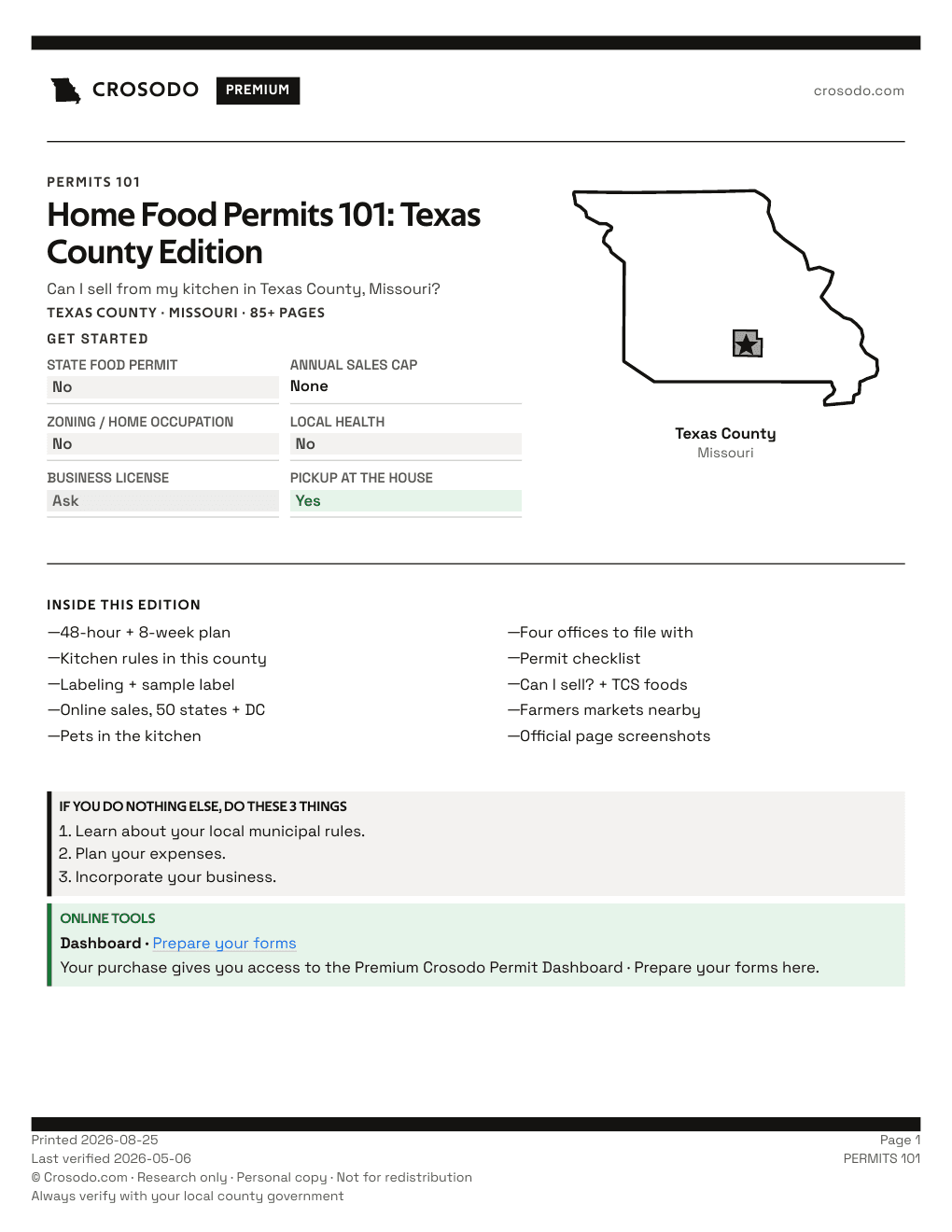 Permit Guide 101 cover for Texas County
