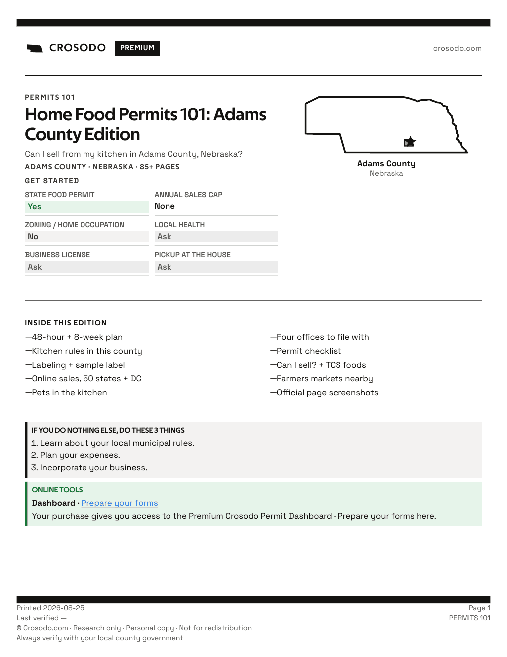 Permit Guide 101 cover for Adams County