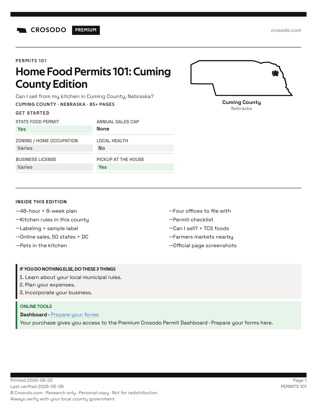 Permit Guide 101 cover for Cuming County