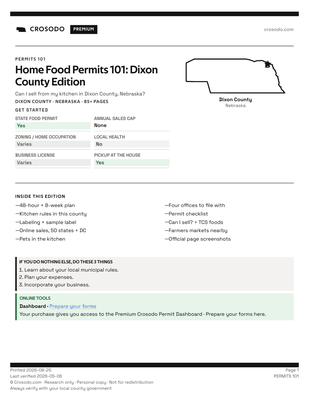 Permit Guide 101 cover for Dixon County