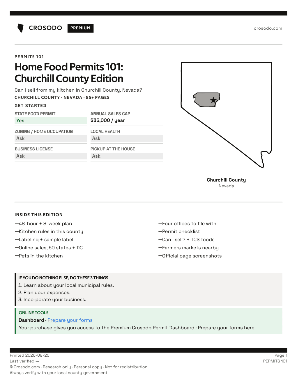 Permit Guide 101 cover for Churchill County