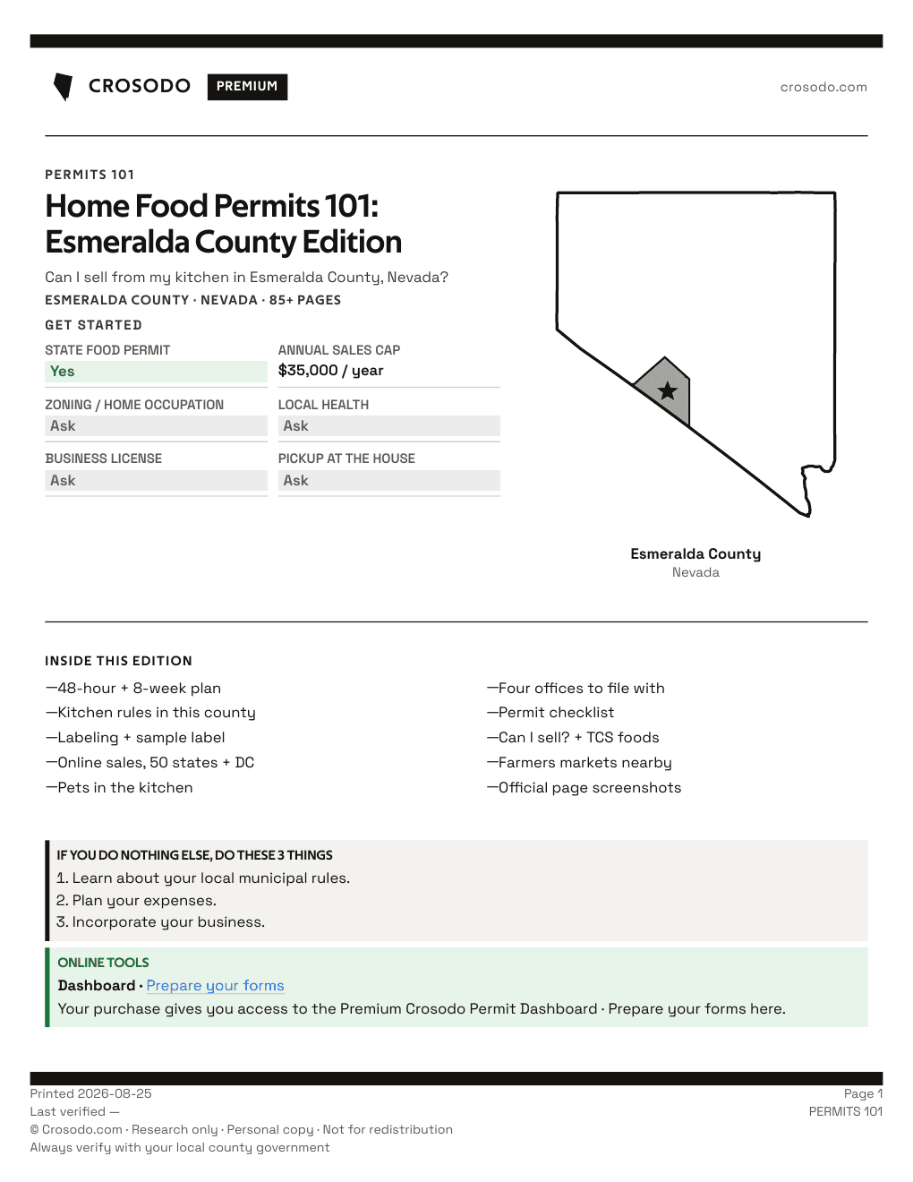 Permit Guide 101 cover for Esmeralda County