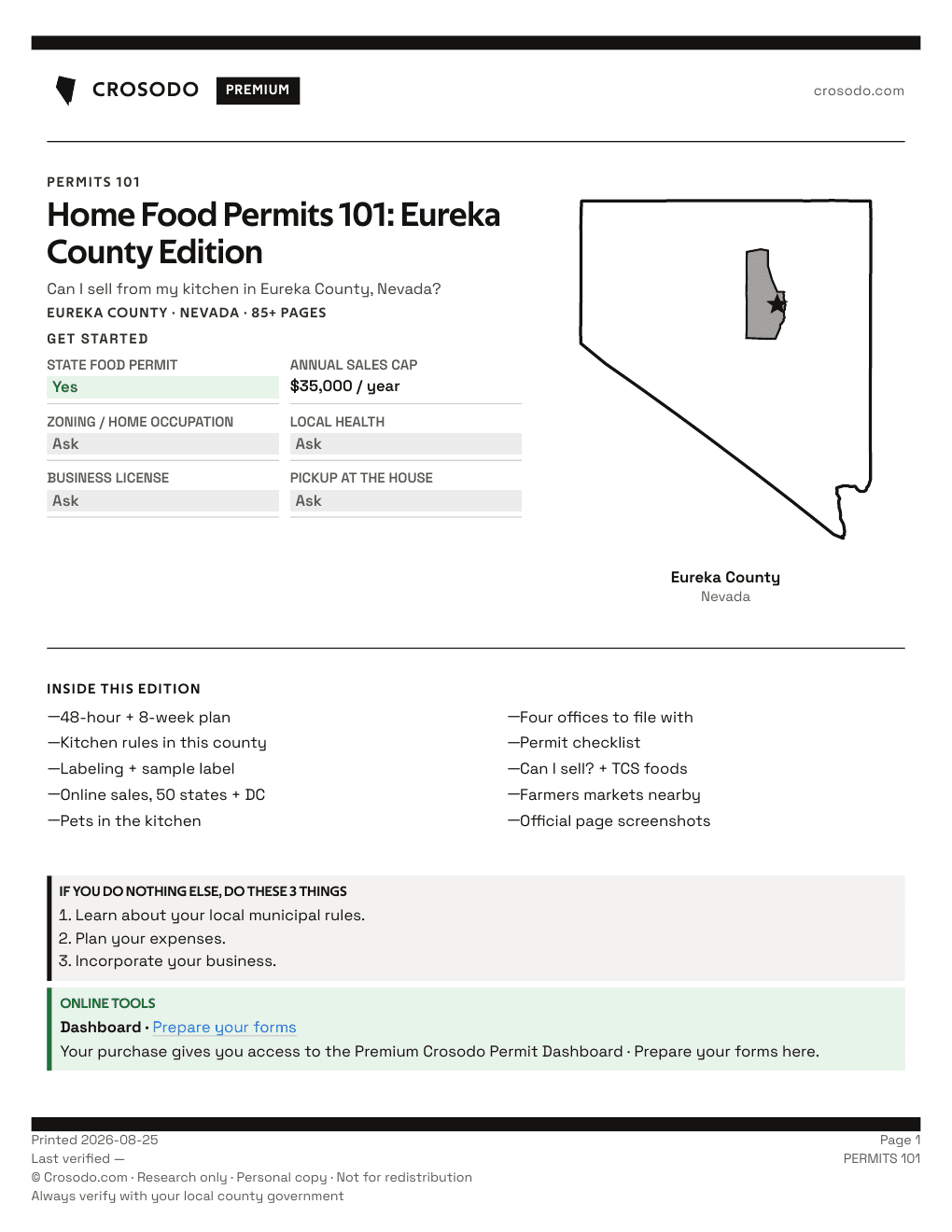 Permit Guide 101 cover for Eureka County