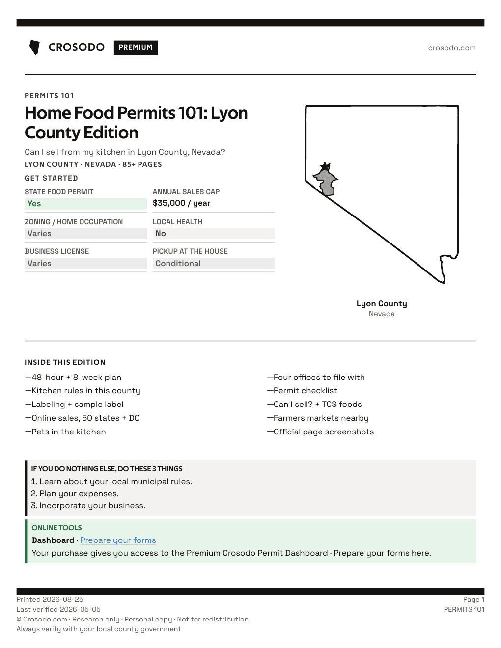 Permit Guide 101 cover for Lyon County