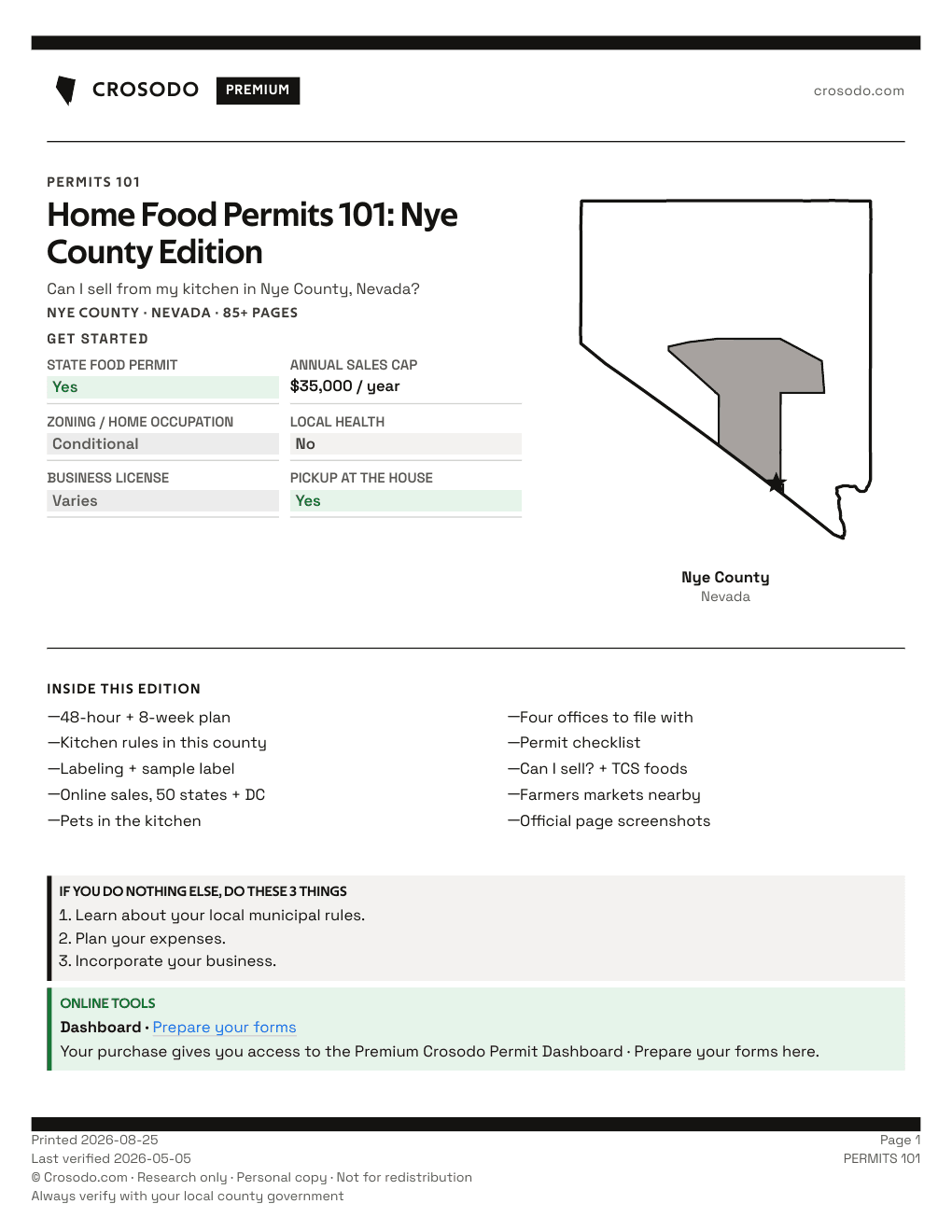Permit Guide 101 cover for Nye County