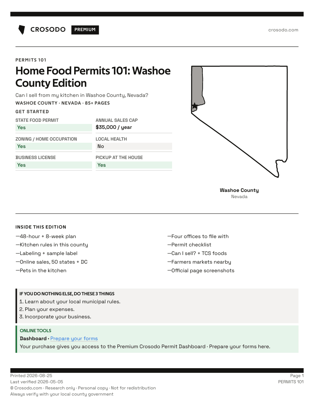 Permit Guide 101 cover for Washoe County