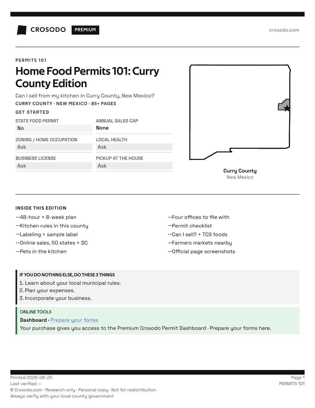 Permit Guide 101 cover for Curry County