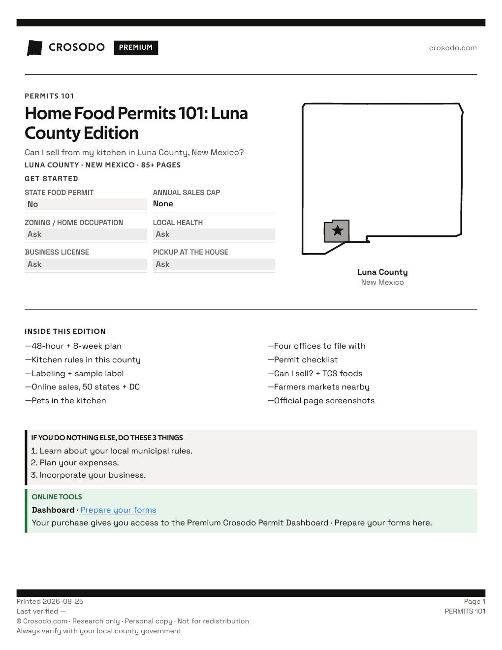 Permit Guide 101 cover for Luna County