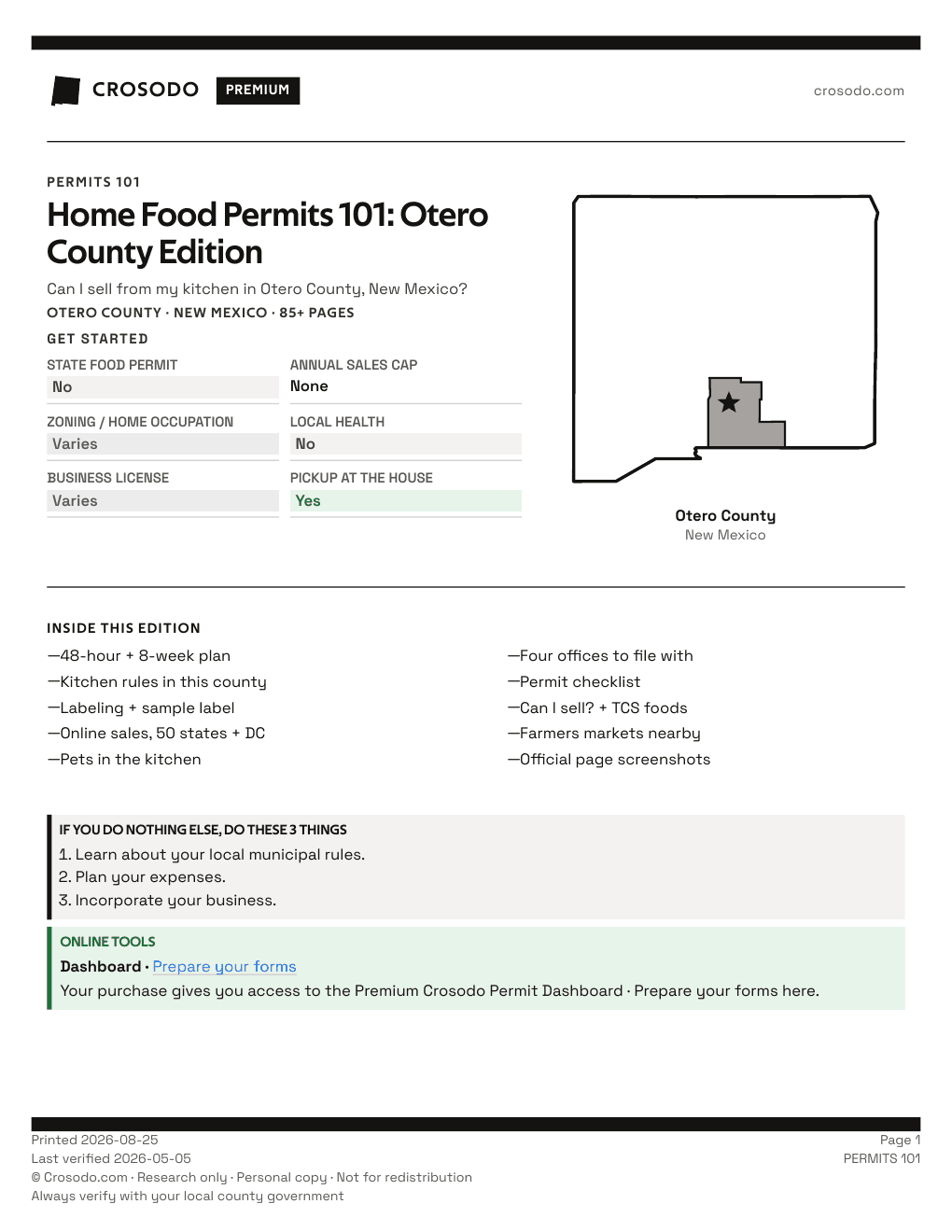Permit Guide 101 cover for Otero County