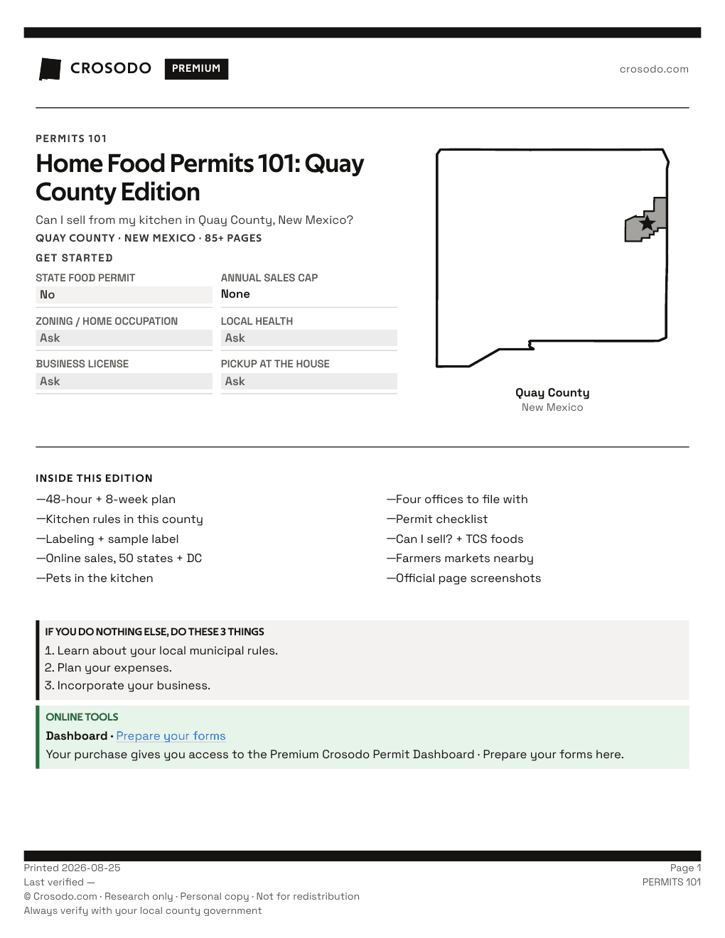 Permit Guide 101 cover for Quay County