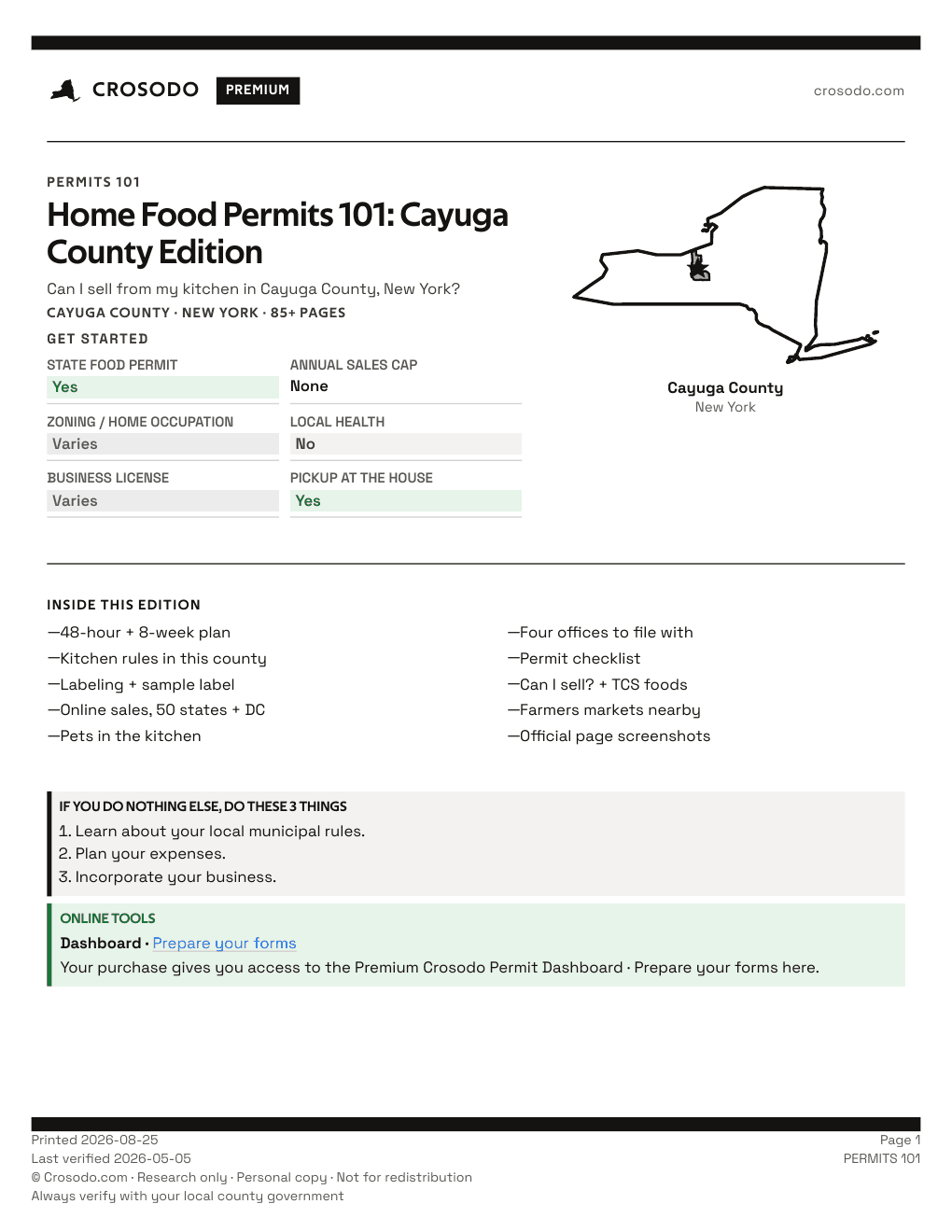 Permit Guide 101 cover for Cayuga County