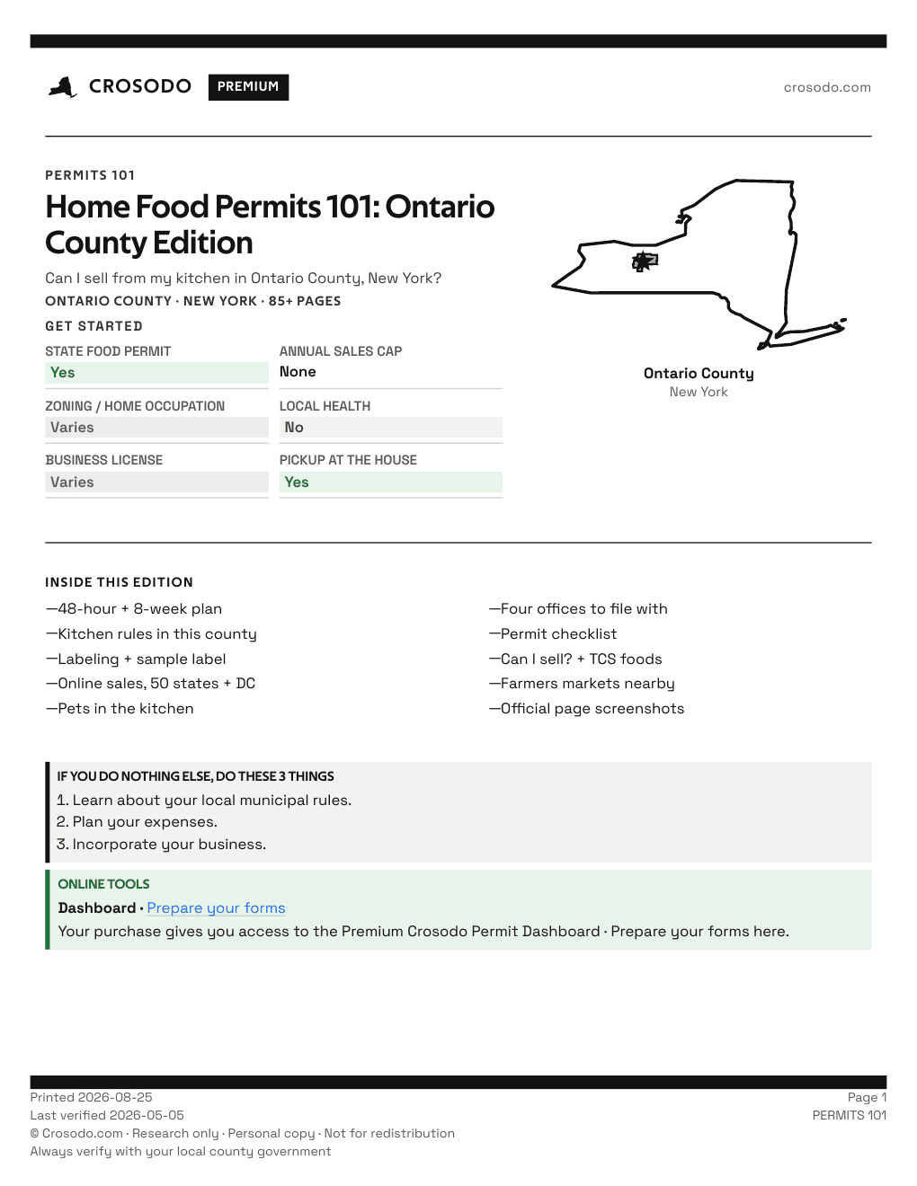 Permit Guide 101 cover for Ontario County