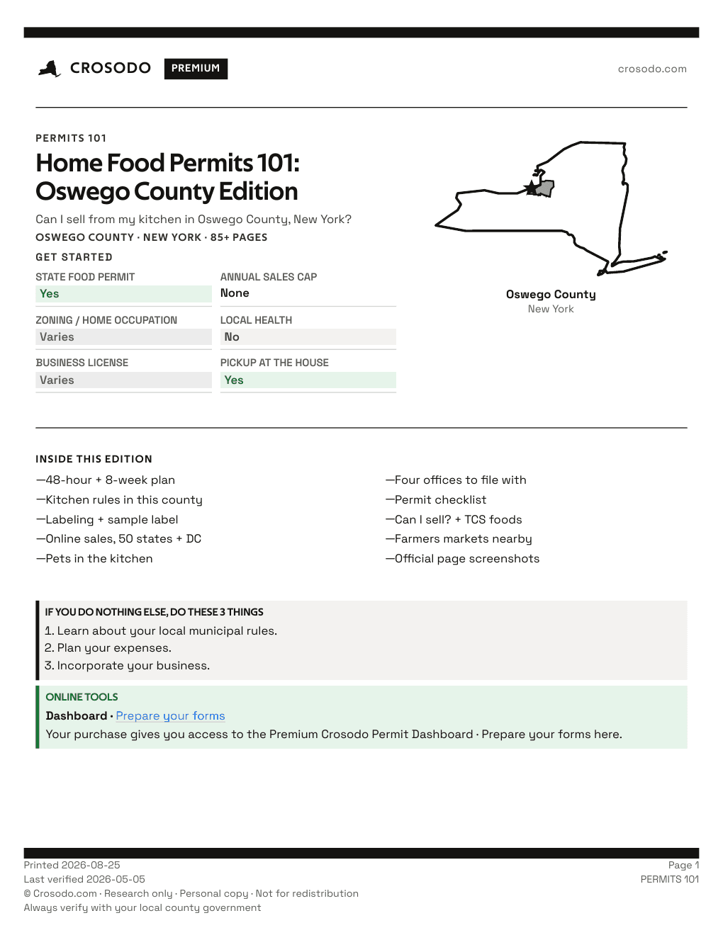 Permit Guide 101 cover for Oswego County