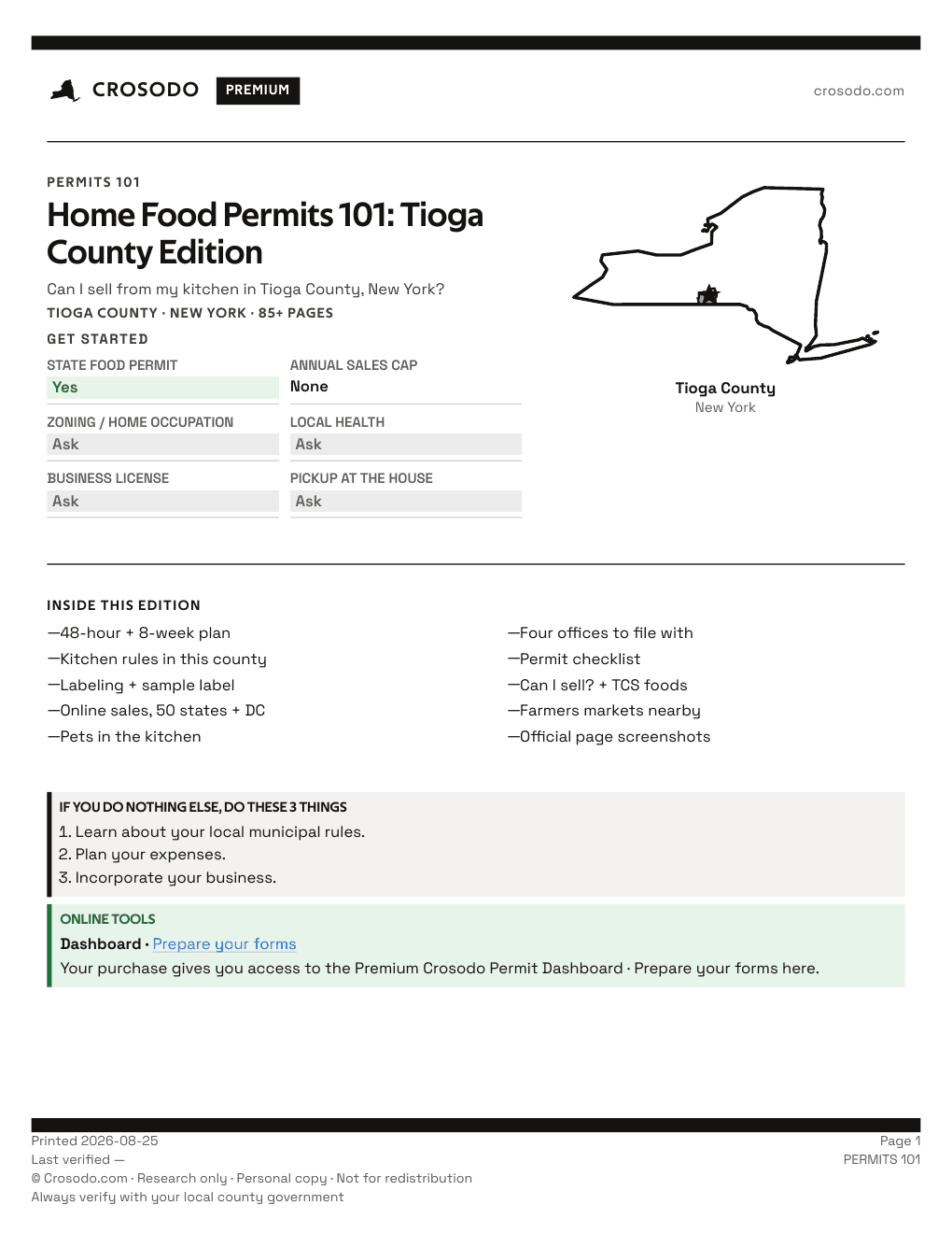 Permit Guide 101 cover for Tioga County