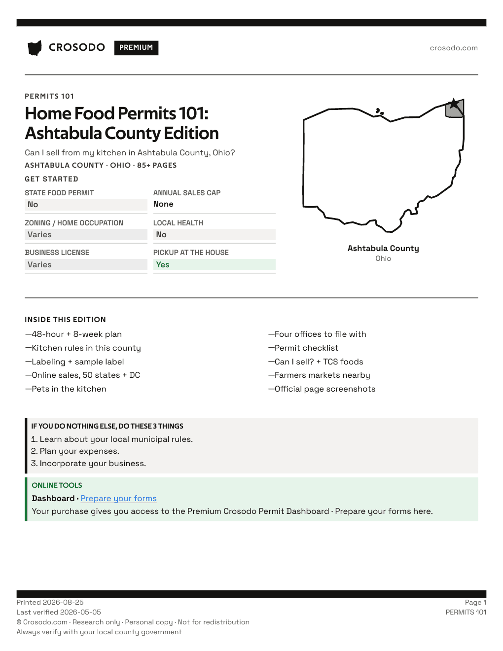 Permit Guide 101 cover for Ashtabula County