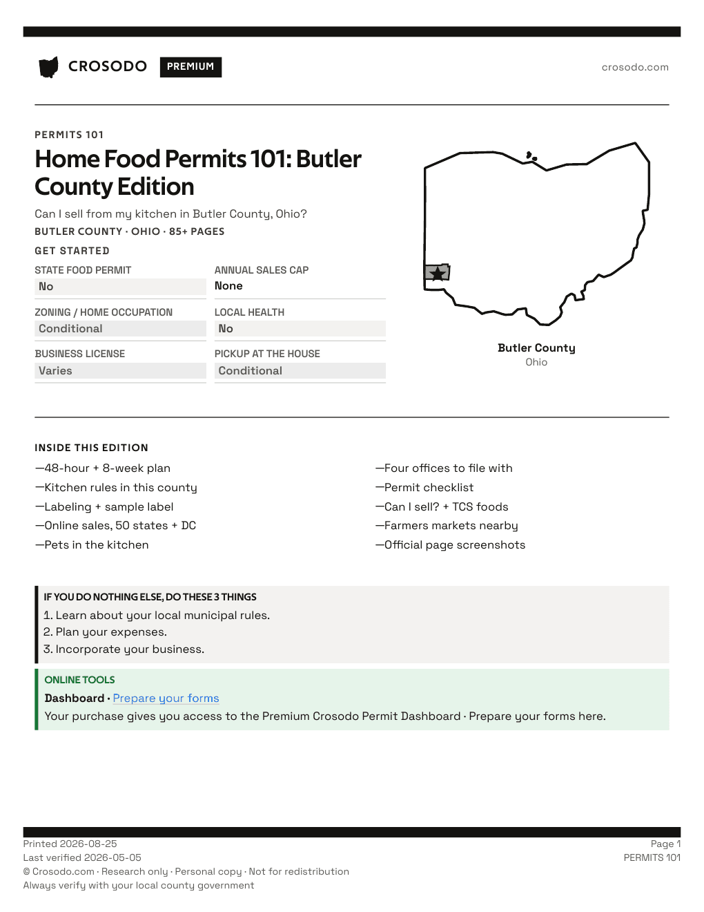 Permit Guide 101 cover for Butler County