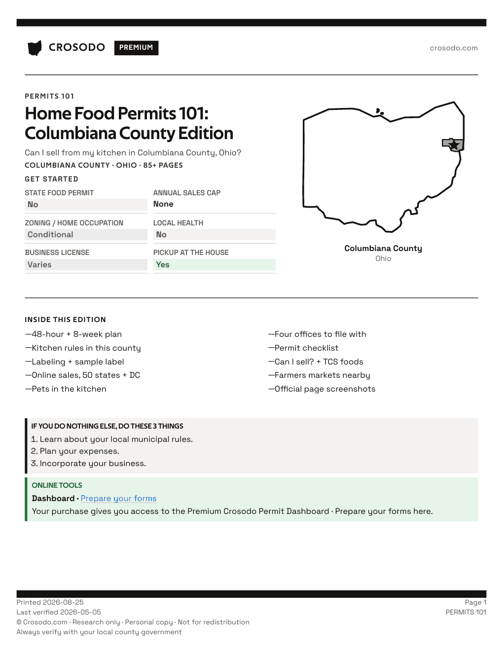 Permit Guide 101 cover for Columbiana County
