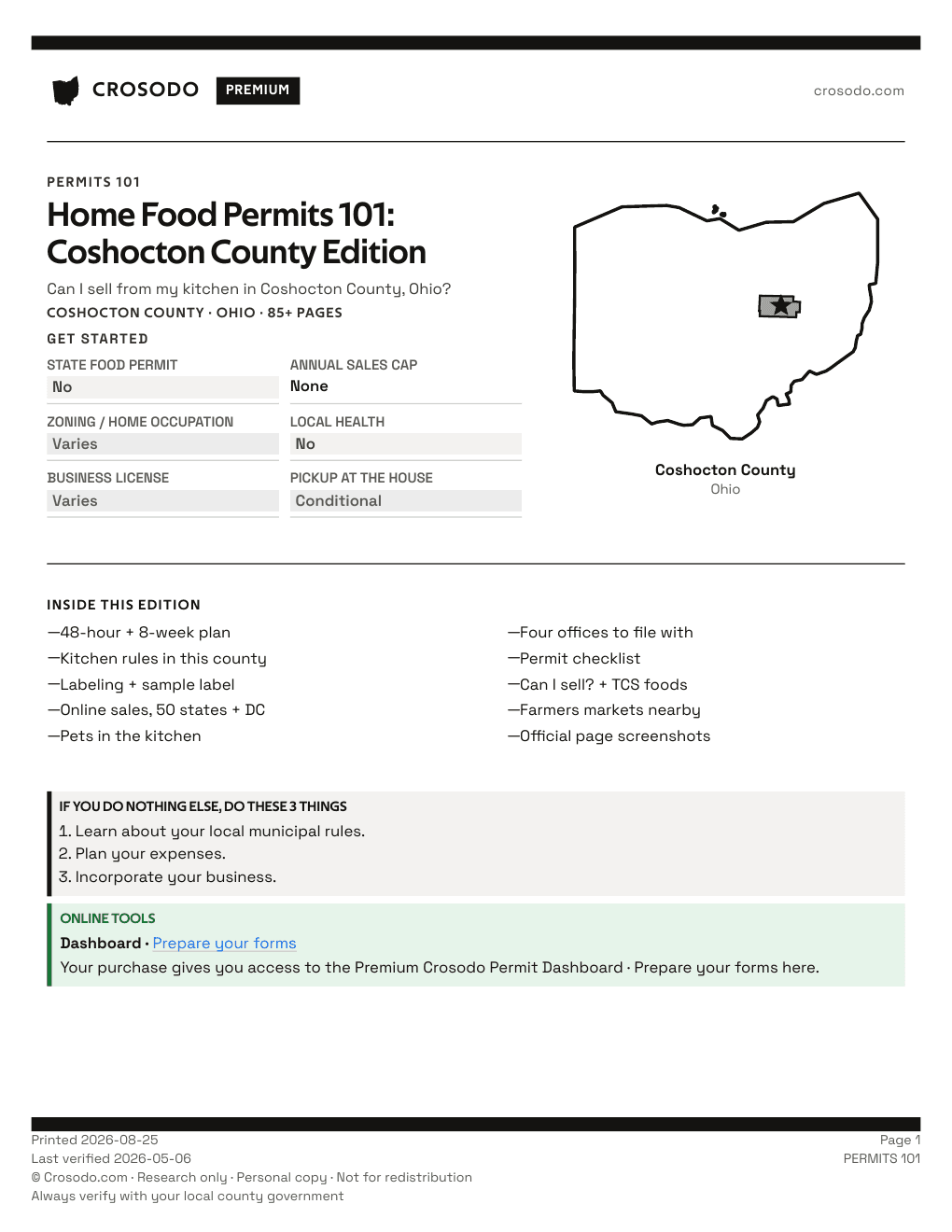 Permit Guide 101 cover for Coshocton County