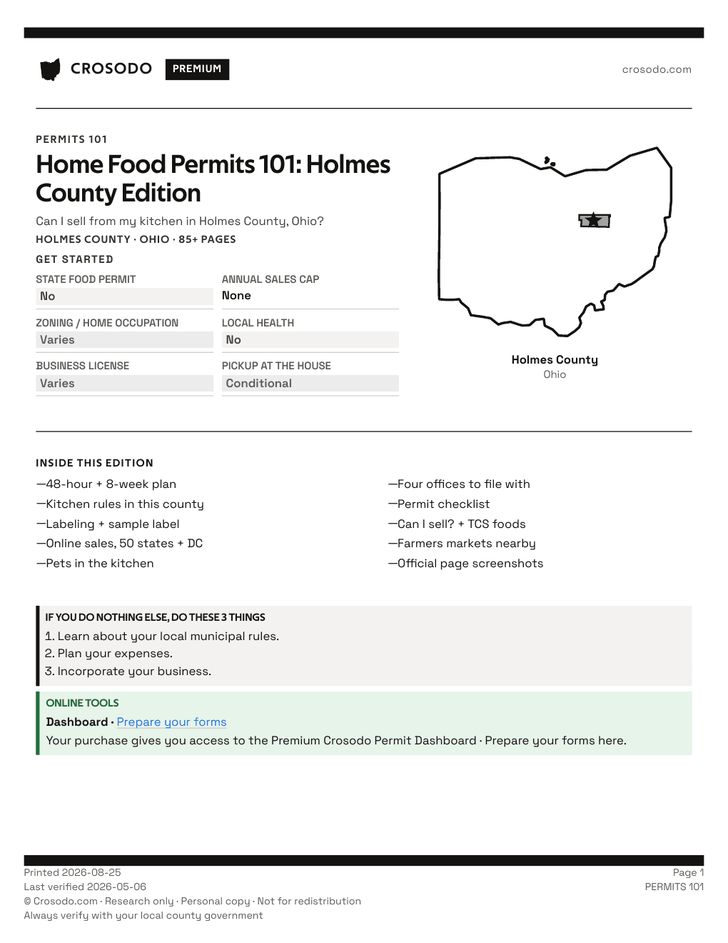 Permit Guide 101 cover for Holmes County