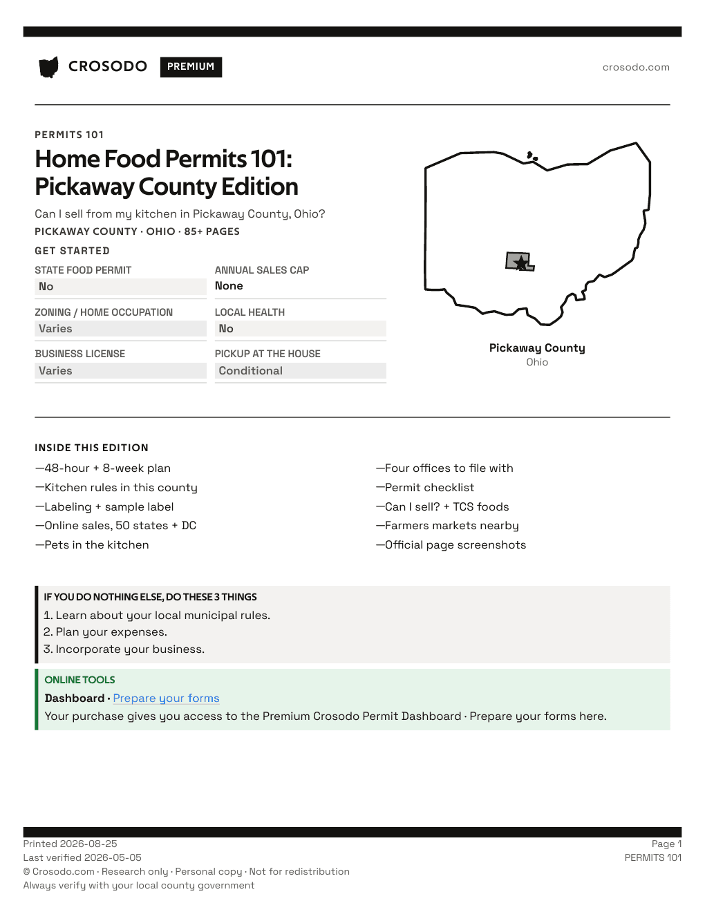 Permit Guide 101 cover for Pickaway County