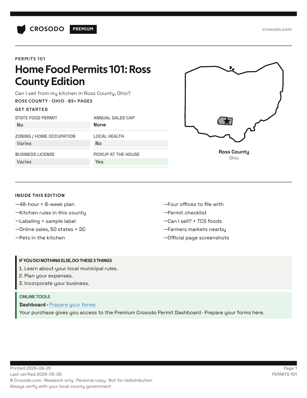Permit Guide 101 cover for Ross County