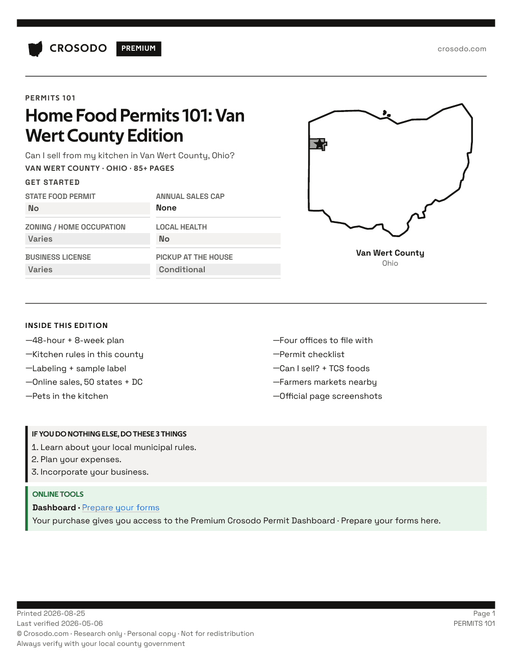 Permit Guide 101 cover for Van Wert County