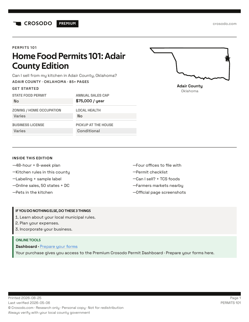 Permit Guide 101 cover for Adair County