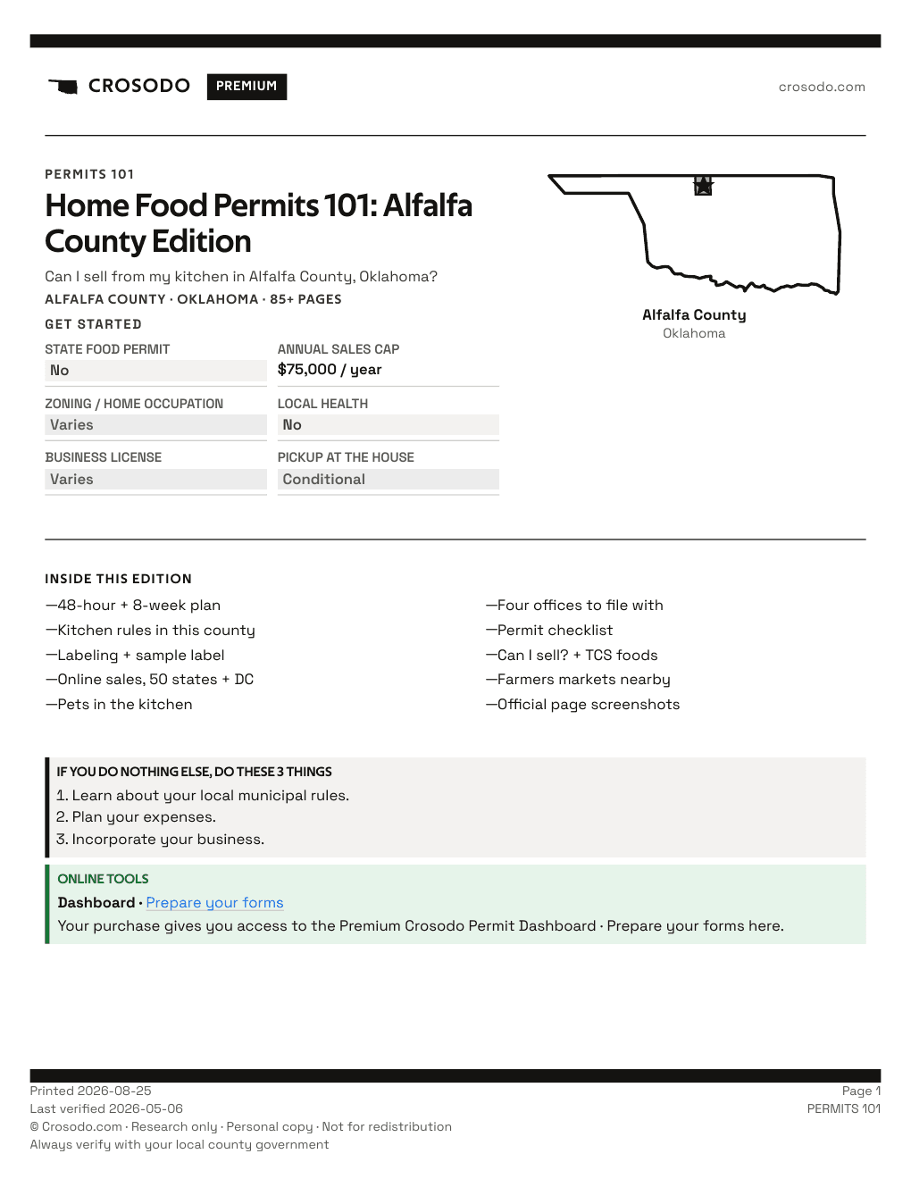 Permit Guide 101 cover for Alfalfa County