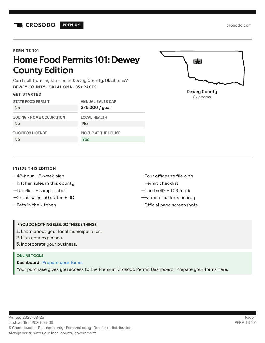 Permit Guide 101 cover for Dewey County