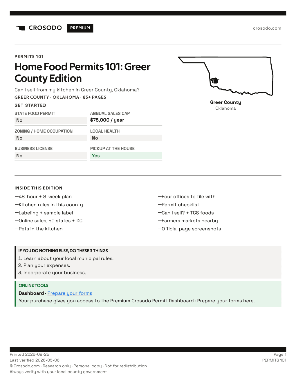 Permit Guide 101 cover for Greer County