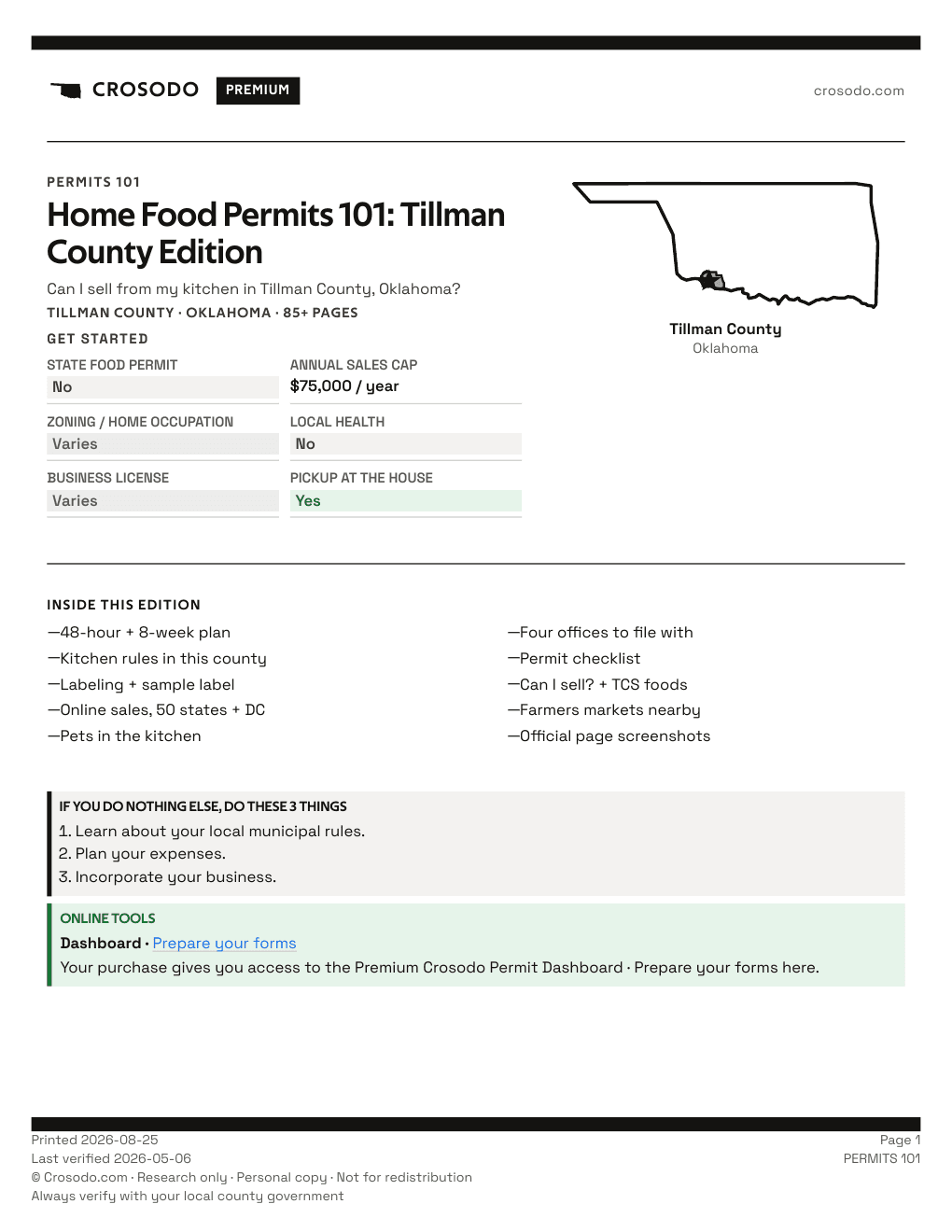 Permit Guide 101 cover for Tillman County