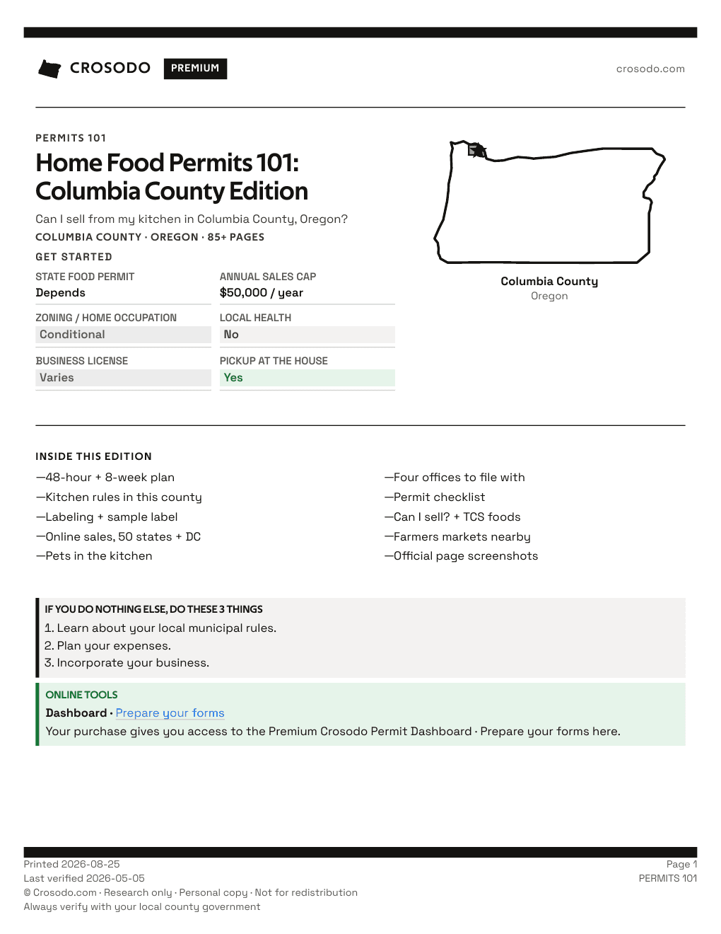 Permit Guide 101 cover for Columbia County