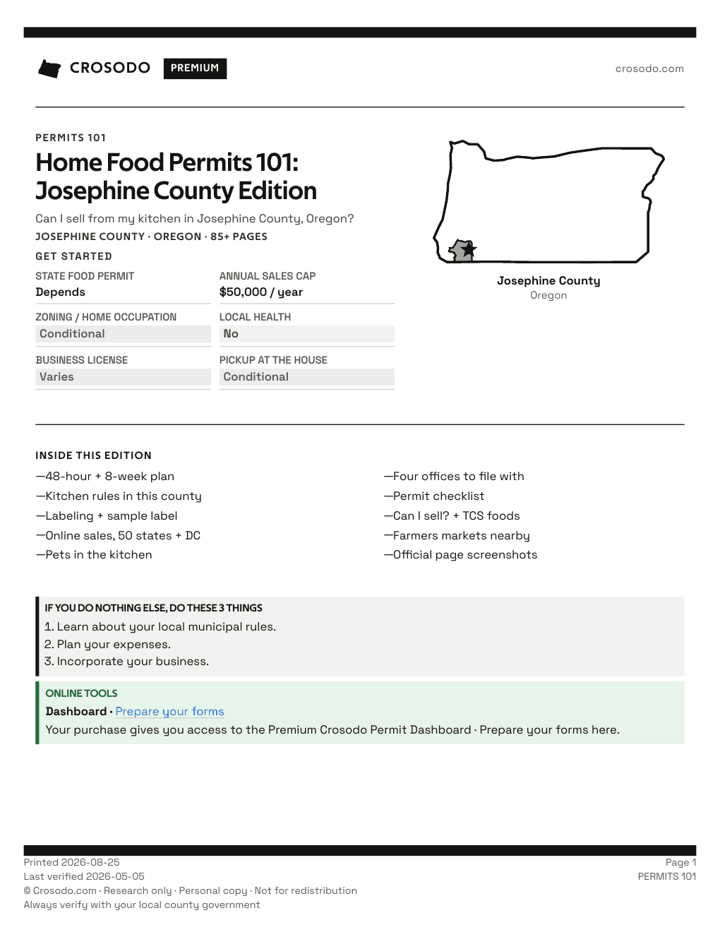 Permit Guide 101 cover for Josephine County