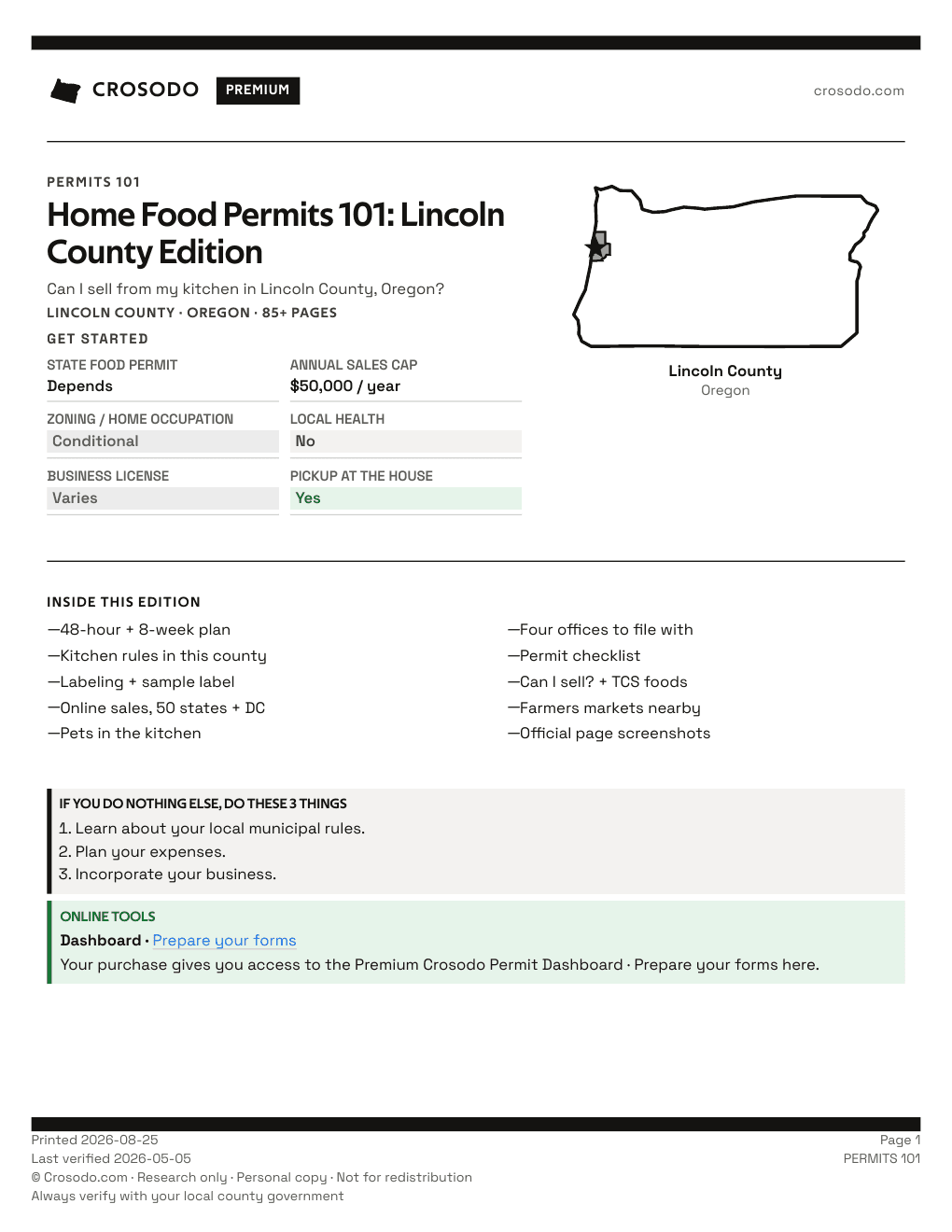 Permit Guide 101 cover for Lincoln County