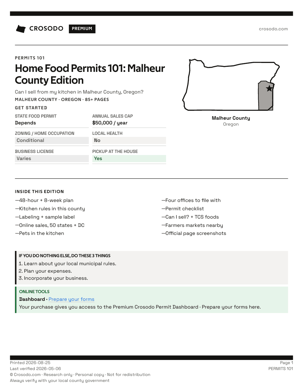 Permit Guide 101 cover for Malheur County