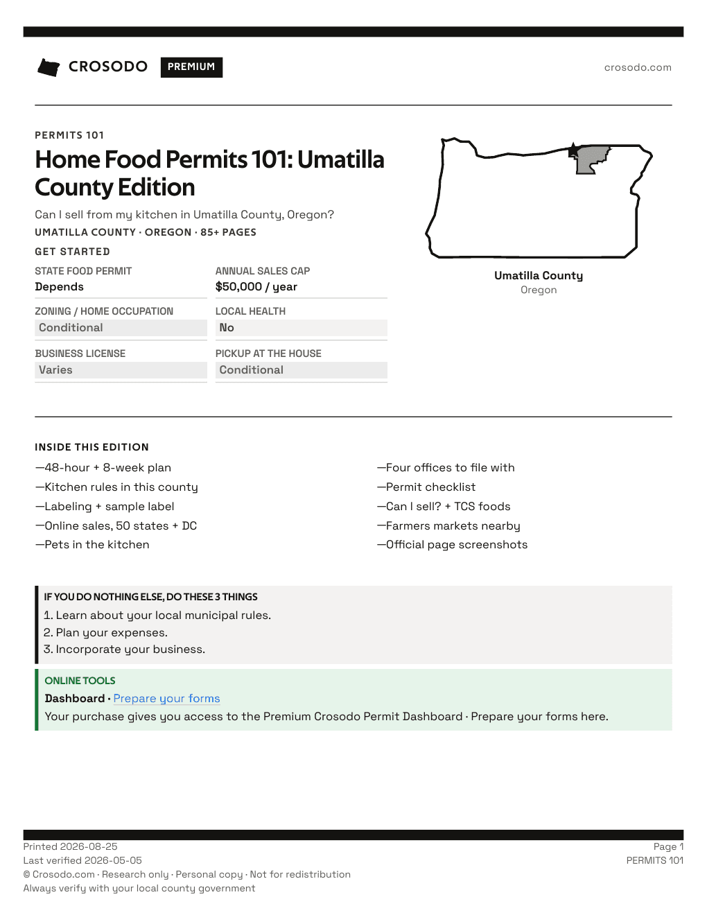 Permit Guide 101 cover for Umatilla County