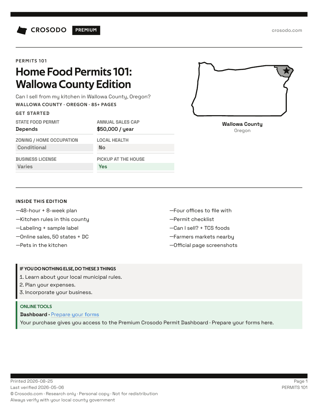 Permit Guide 101 cover for Wallowa County