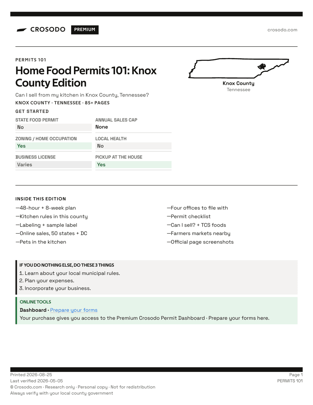 Permit Guide 101 cover for Knox County