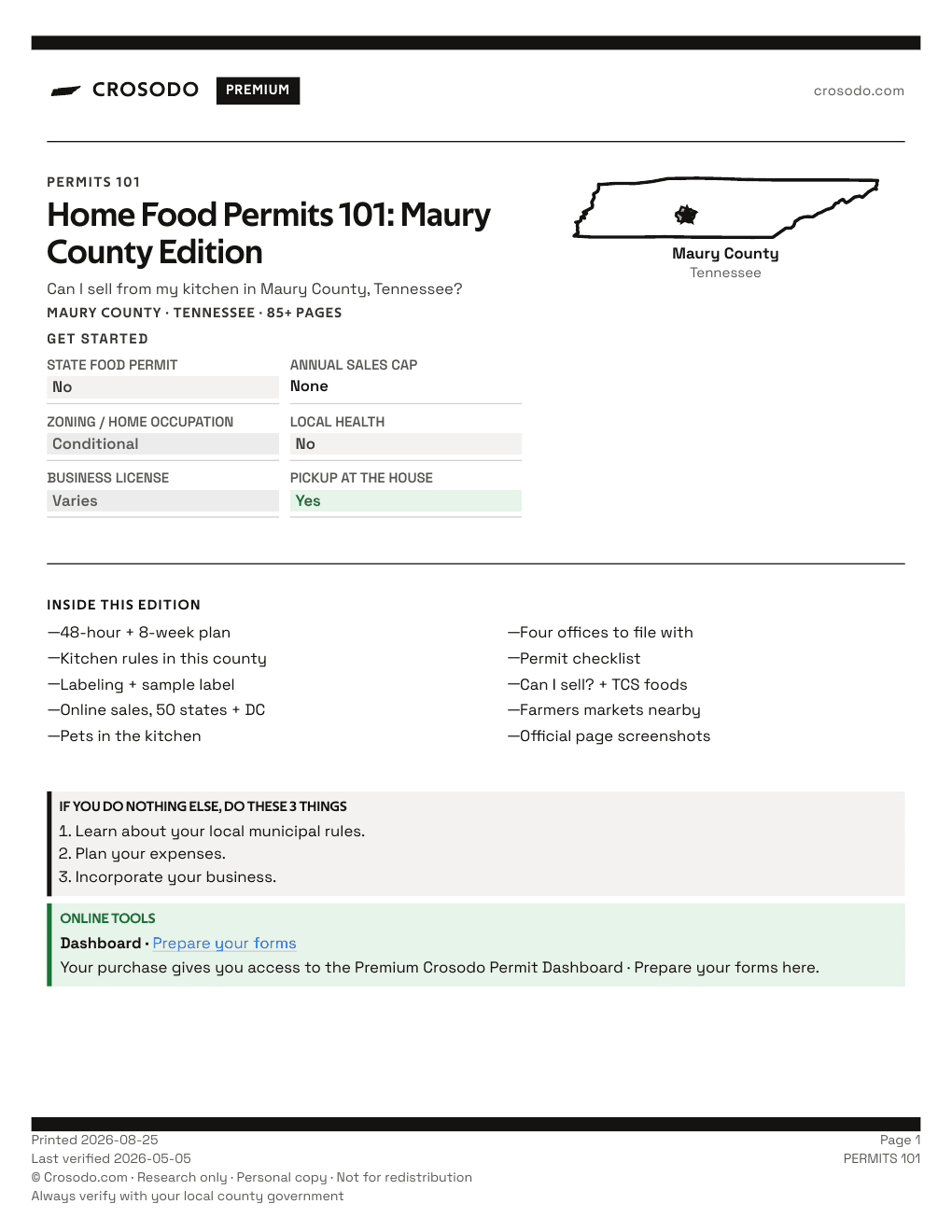 Permit Guide 101 cover for Maury County