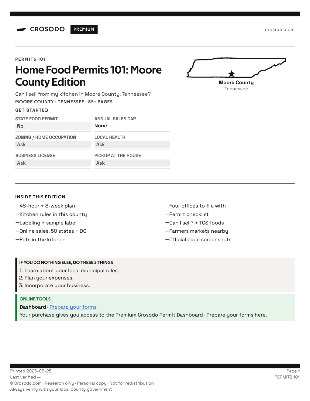 Permit Guide 101 cover for Moore County