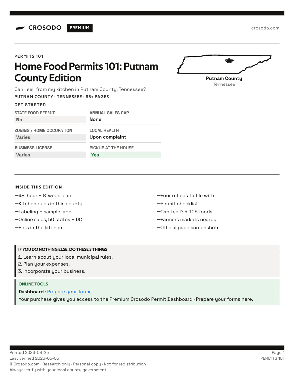 Permit Guide 101 cover for Putnam County