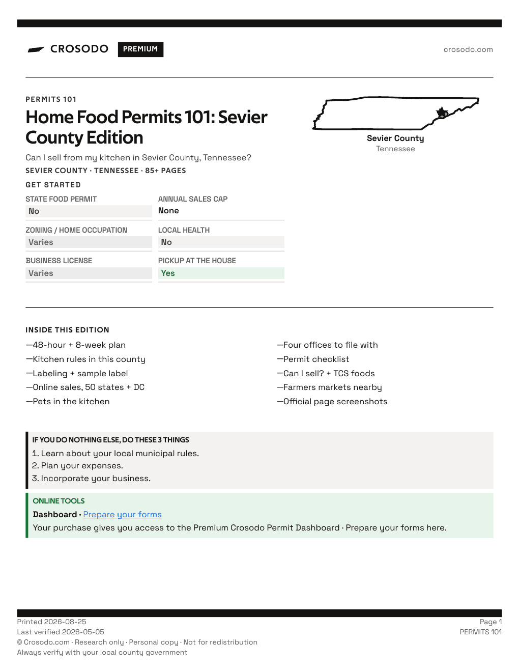 Permit Guide 101 cover for Sevier County